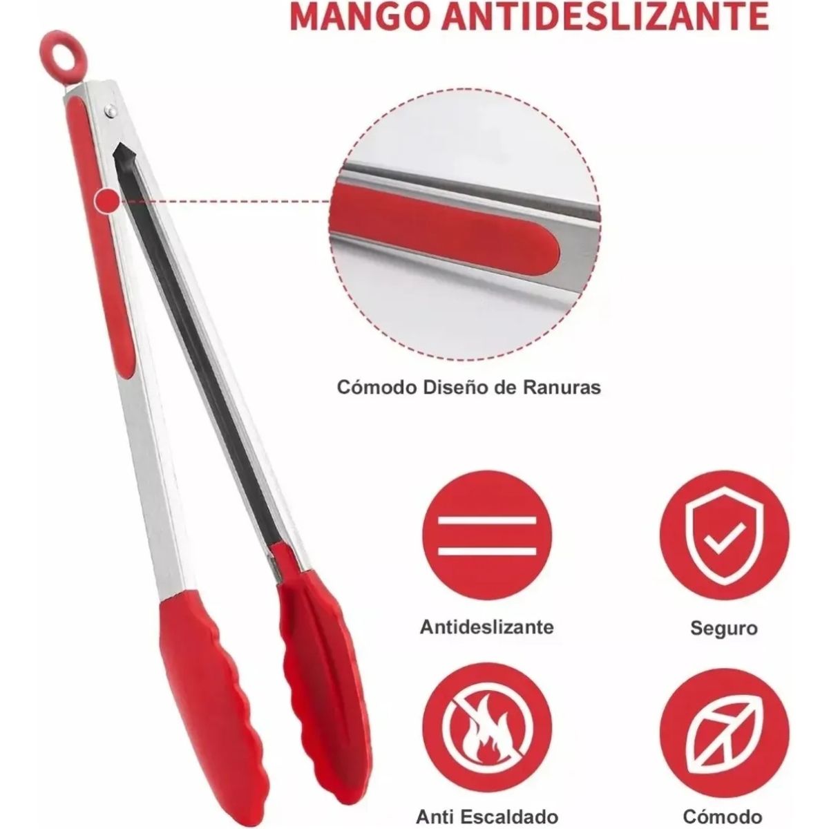 GENERICO - Pinzas De Cocina De Silicona De Acero Inoxidable