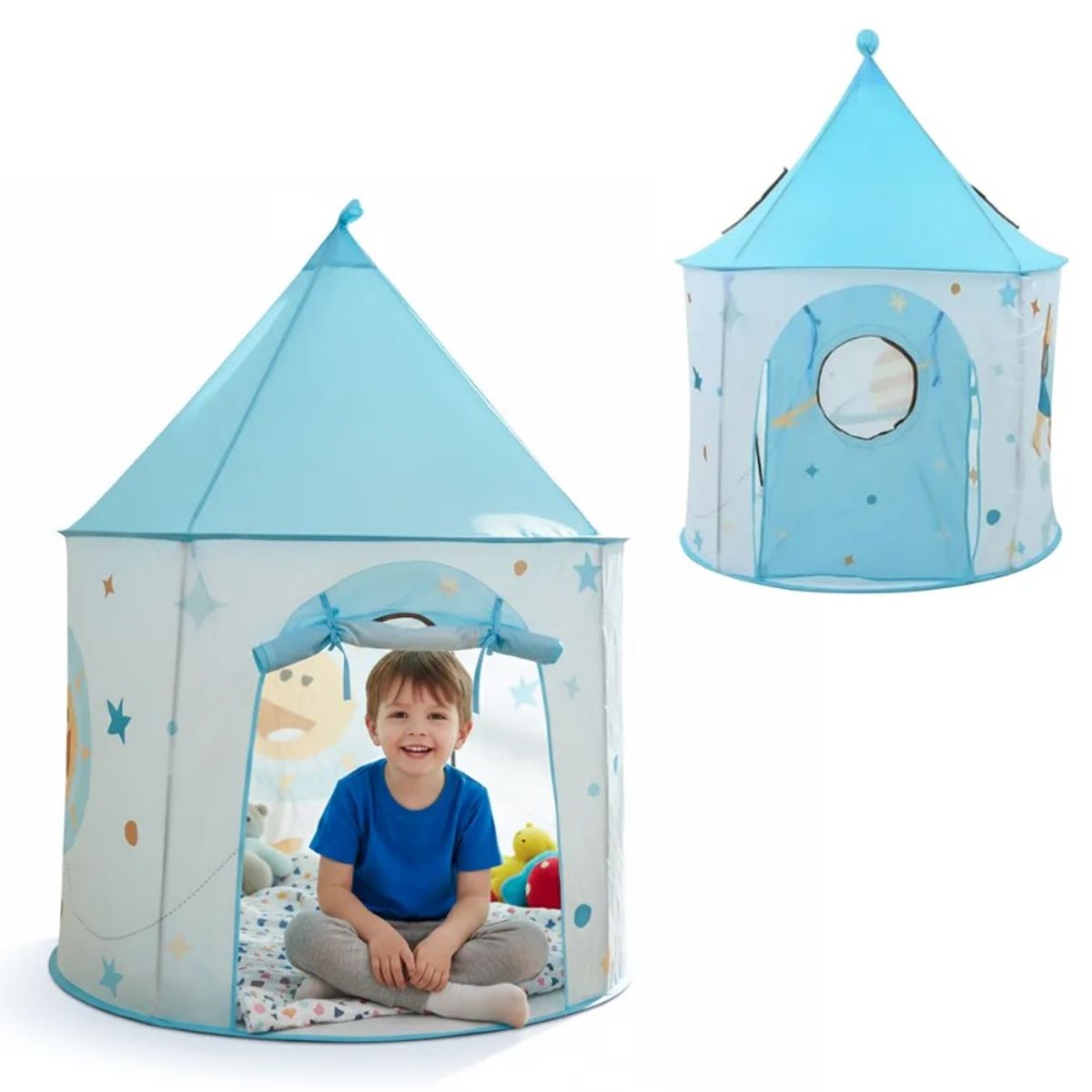 GENERICO - Carpa Castillo Infantil Plegable Cohete Celeste