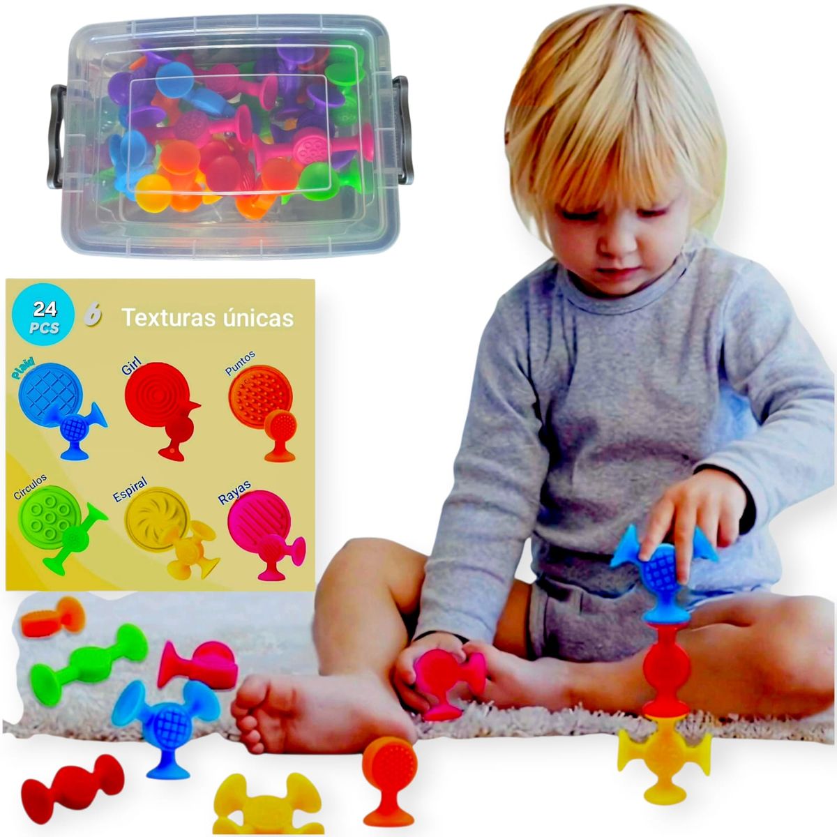 GENERAL - Juguete Ventosas Sensorial Texturizado De Succión 24 Piezas