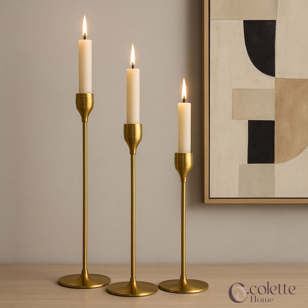 COLETTE - Set De Porta Velas Candelabro Metálico Premium Dorado Versalles