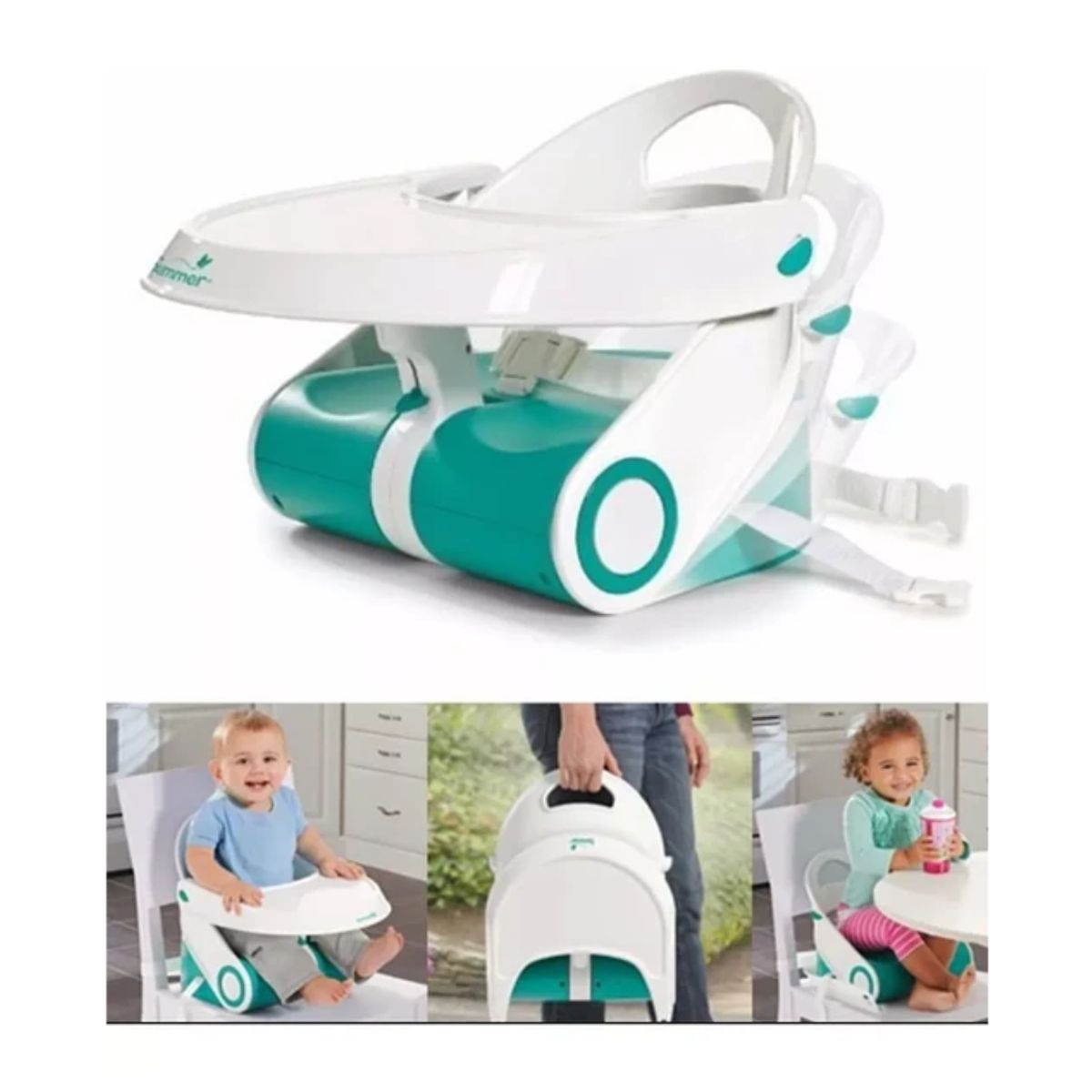 GENERICO - Silla De Alimentacion Con Elevador Plegable Para Niños Bebes Elevador Blanco
