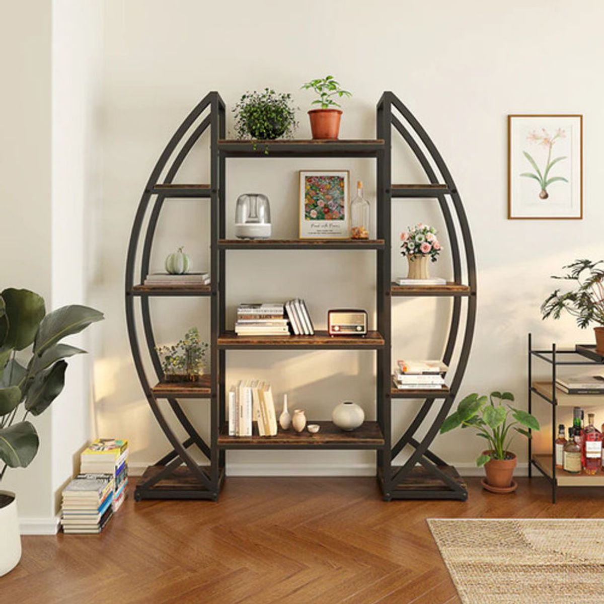 DELUXE - Mueble Estante Estilo Industrial Forma Ovalada Premium