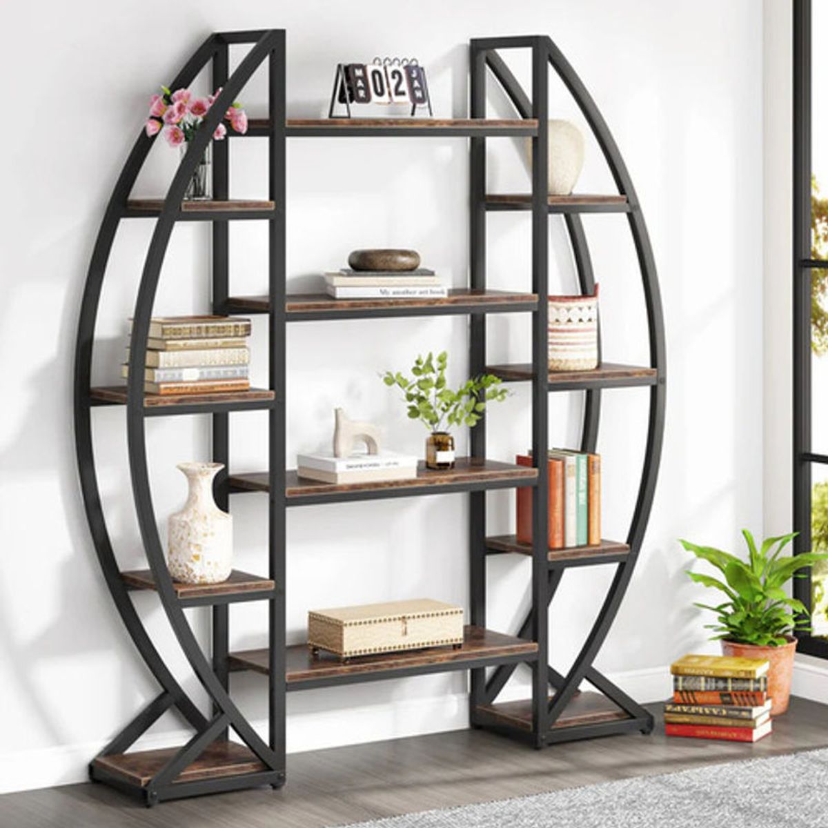 DELUXE - Mueble Estante Estilo Industrial Forma Ovalada Premium