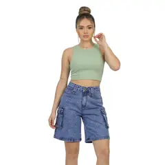 D'JOE - Short Bermuda Cargo Wide Leg Mujer Sophia