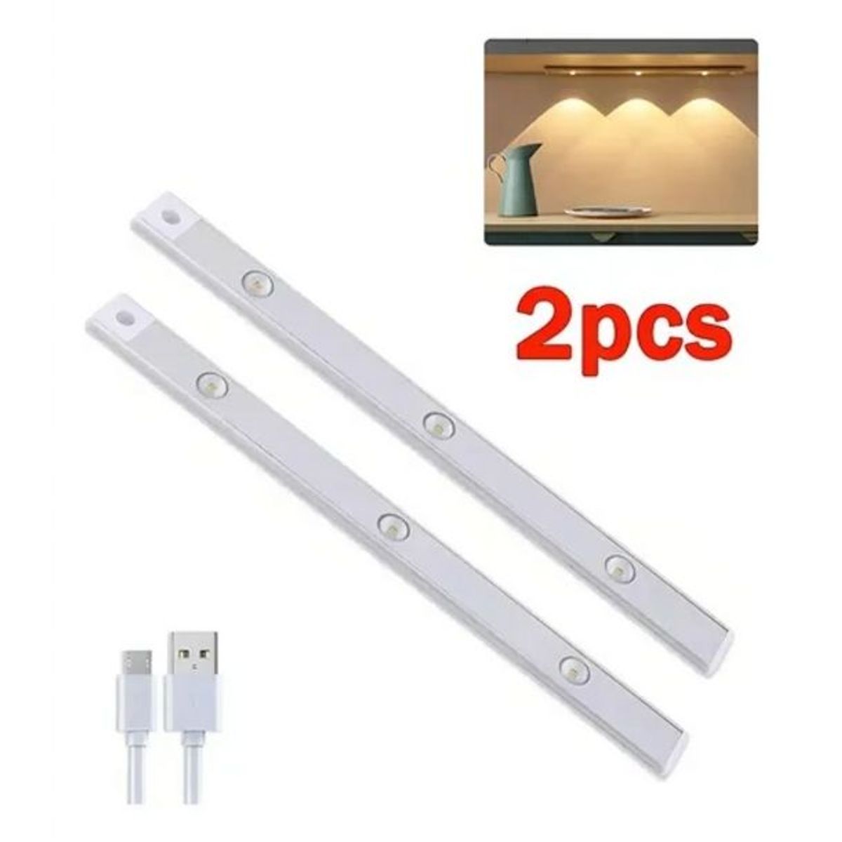 GENERICO - Barra Led Clóset Pack 2 Blanco Luz Blanca Cálida Neutra 3000 K Luz Corrida Triple 2rl Calidad Duradera