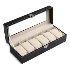 GENERICO - Caja Organizador Relojes Exhibidor 6 Unid Reloj Porta Reloj