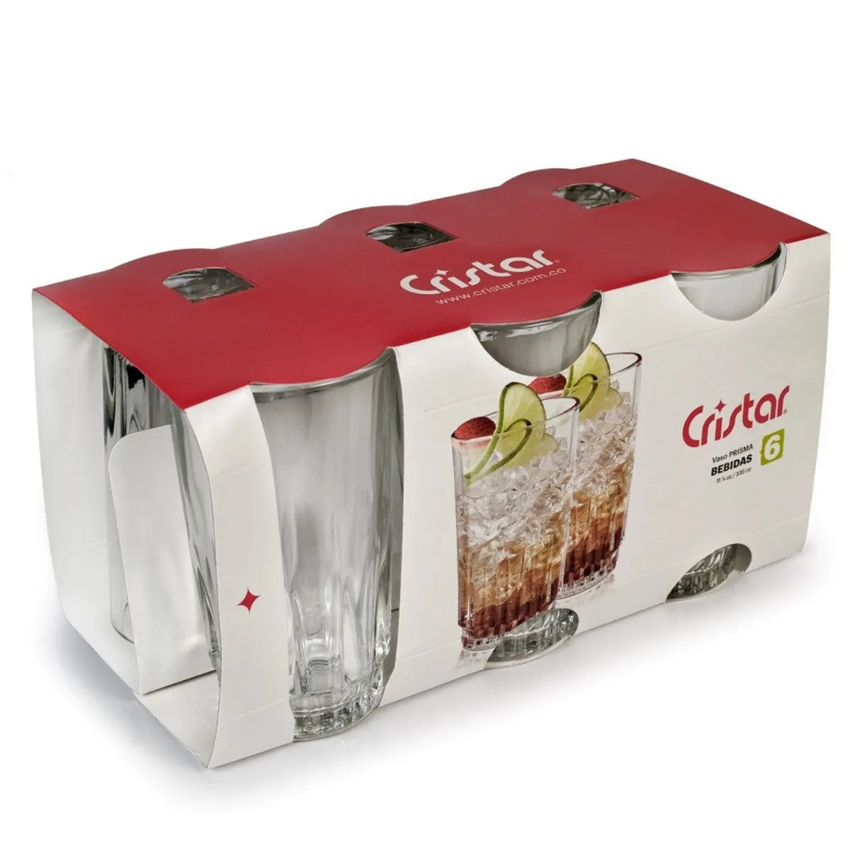 CRISTAR - SET DE 6 VASOS ALTOS 331CC PRISMA