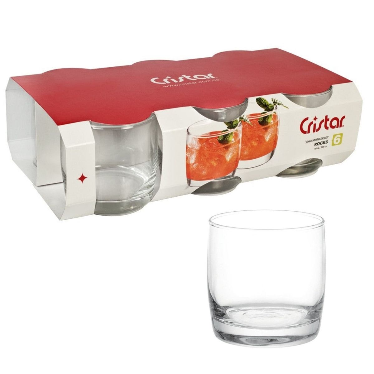 CRISTAR - SET DE 6 VASOS BAJOS 296CC MONTERREY