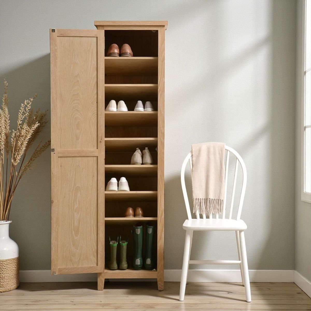ARCA MUEBLES - Zapatero Alto Vintage de Madera de Pino 180ALTOx40FONDOx50ANCHO