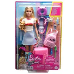BARBIE - Malibu Muñeca Viajera con Cachorro