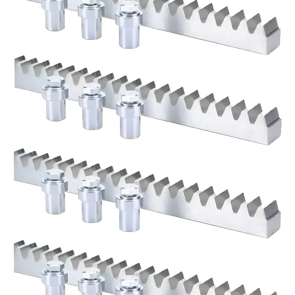 GENERICO - Cremallera Metálica Porton Automático Pack 4 Unidades Plateado