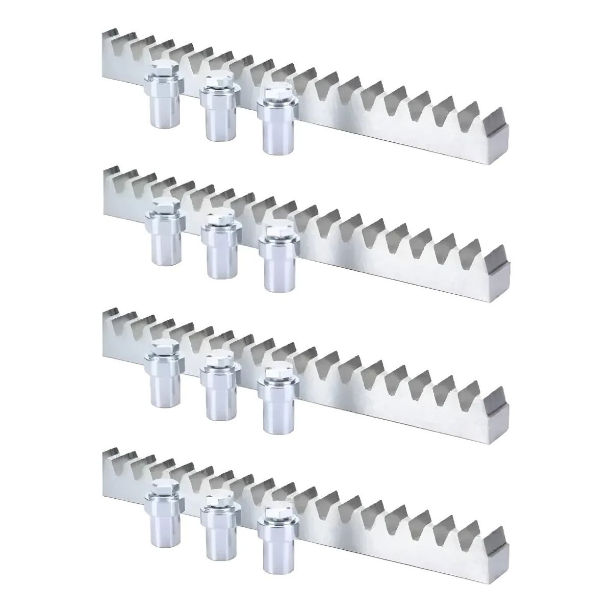 GENERICO - Cremallera Metálica Porton Automático Pack 4 Unidades Plateado