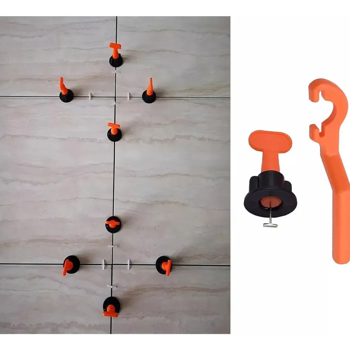 GENERICO - Kit Nivelador Ceramica Separadores Ceramica Reutilizable 50p Naranja