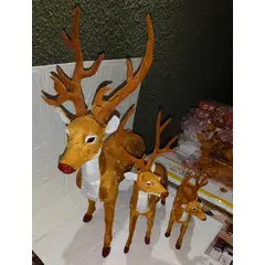 GENERICO - 3 Reno de Navidad para Decorar Aterciopelados de 40, 60, 80 cms