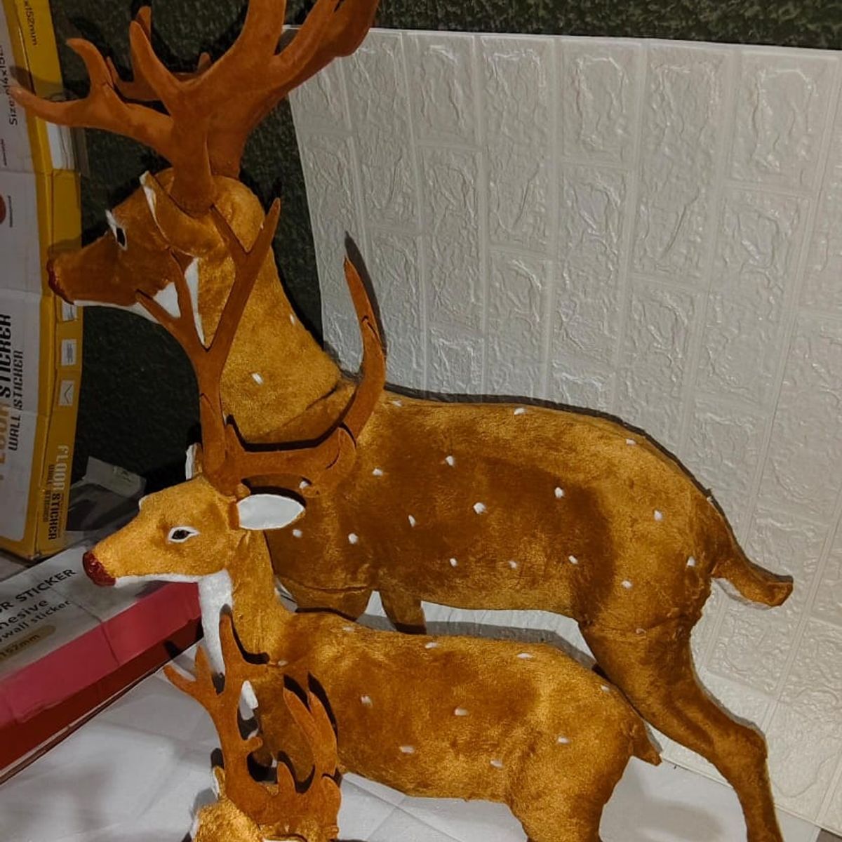 GENERICO - 3 Reno de Navidad para Decorar Aterciopelados de 40, 60, 80 cms