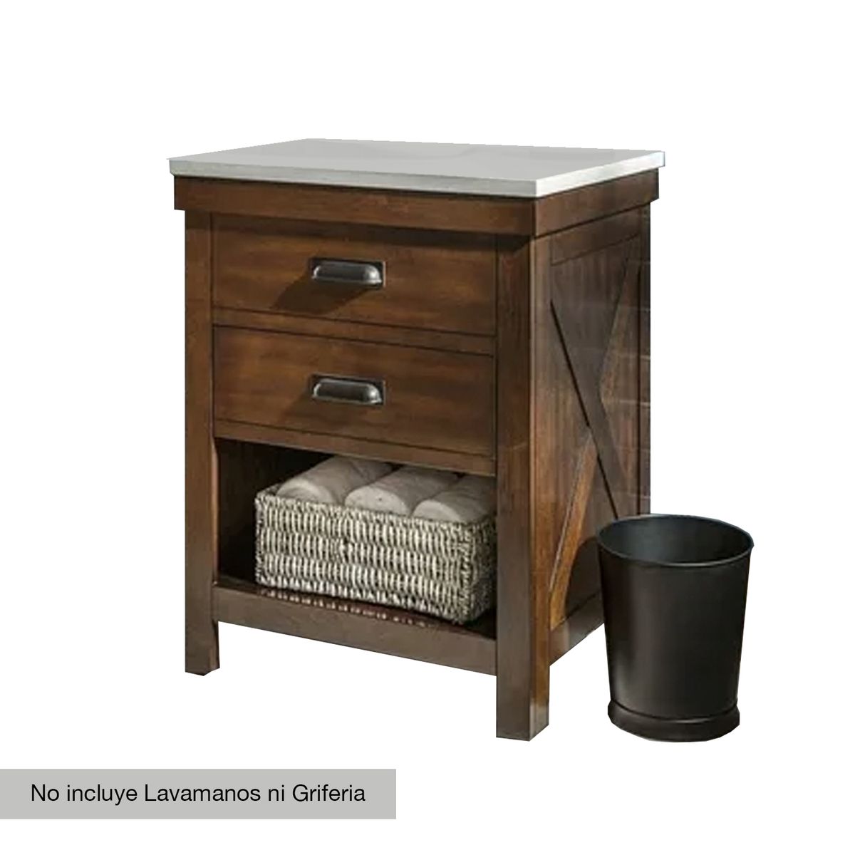 GENERICO - Mueble Vanitorio Lavamanos Rustico 48x40x78cm Madera