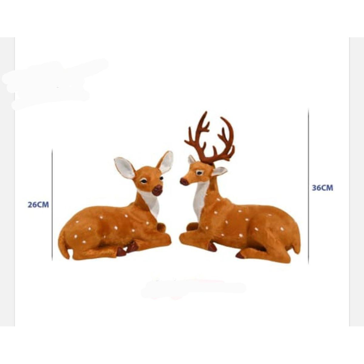 GENERICO - Pareja de  Renos o Ciervos de Navidad para Decorar Aterciopelados de 26 y 36 cms