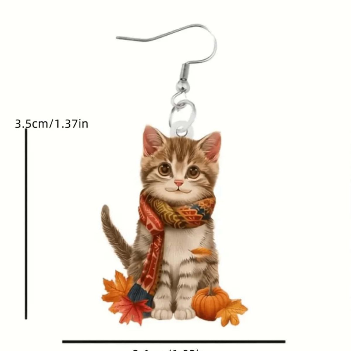 KIRAMA CLOTHING STORE - Pendientes Otoñales con Gatito y Calabazas