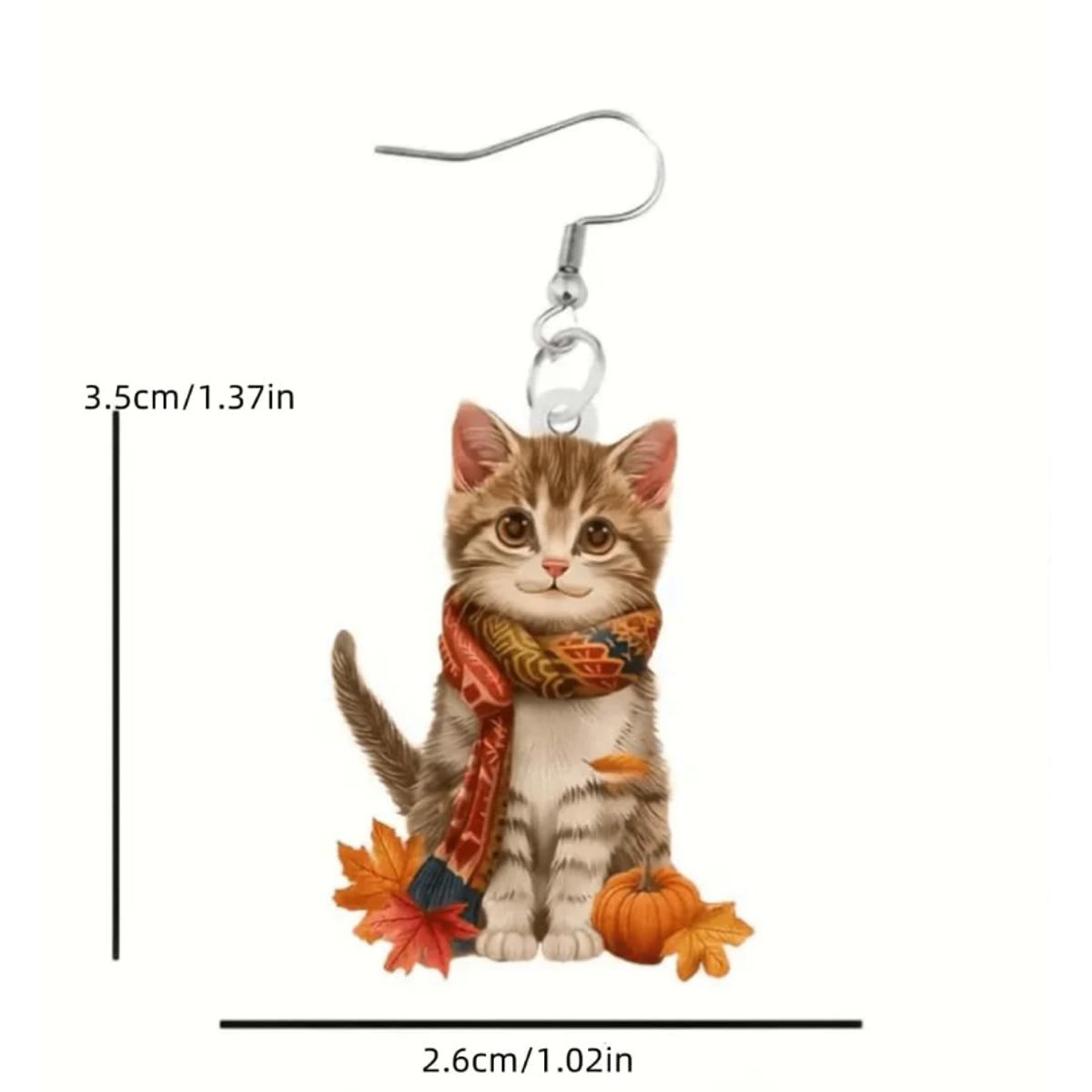 KIRAMA CLOTHING STORE - Pendientes Otoñales con Gatito y Calabazas