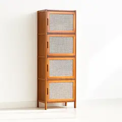 KLIK - Vitrina EcoLuxe de Bambú y Ratán Sintético 4 Niveles