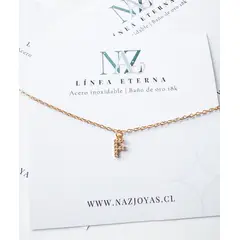 NAZ - Collar baño de oro con inicial F