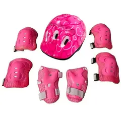 GENERICO - Set de Proteccion para Niños. 7 piezas Rosado con Corazones