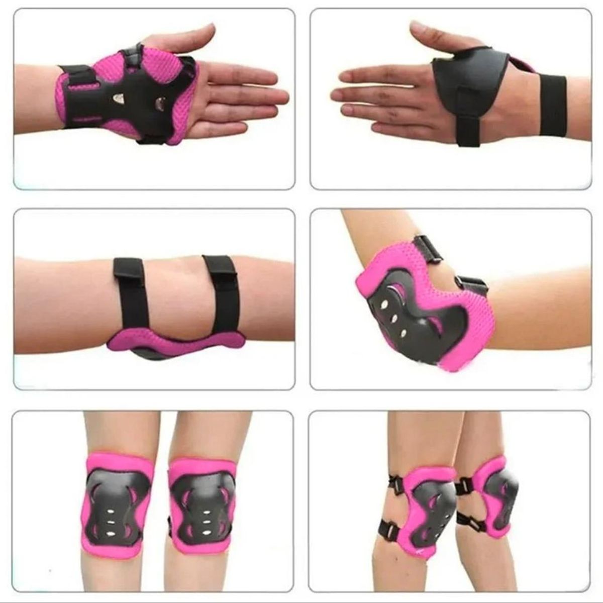 GENERICO - Set de Proteccion para Niños. 7 piezas Rosado con Circulos