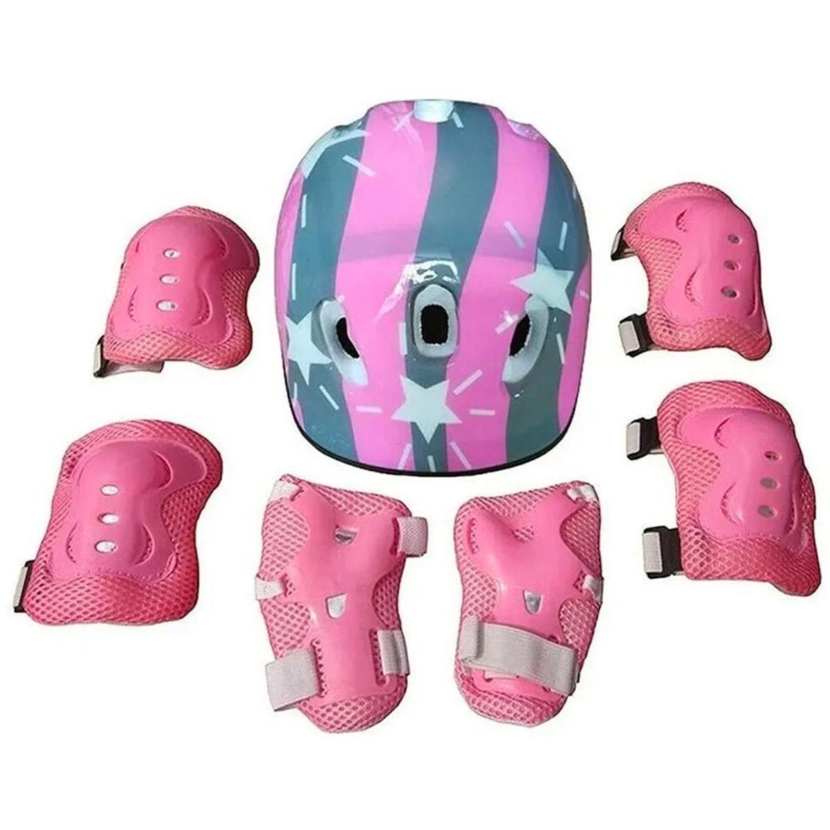 GENERICO - Set de Proteccion para Niños. 7 piezas Rosado con Estrellas
