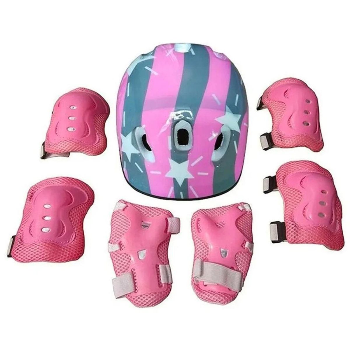 GENERICO - Set de Proteccion para Niños. 7 piezas Rosado con Estrellas