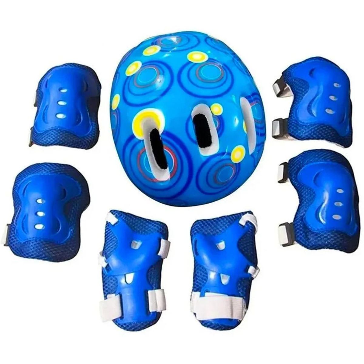 GENERICO - Set de Proteccion para Niños. 7 piezas Azul con Circulos