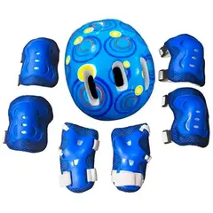 GENERICO - Set de Proteccion para Niños. 7 piezas Azul con Circulos
