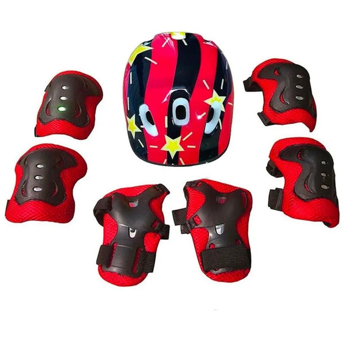 GENERICO - Set de Proteccion para Niños. 7 piezas Rojo con Estrellas