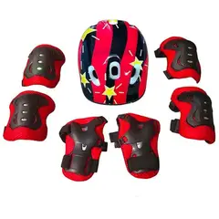 GENERICO - Set de Proteccion para Niños. 7 piezas Rojo con Estrellas