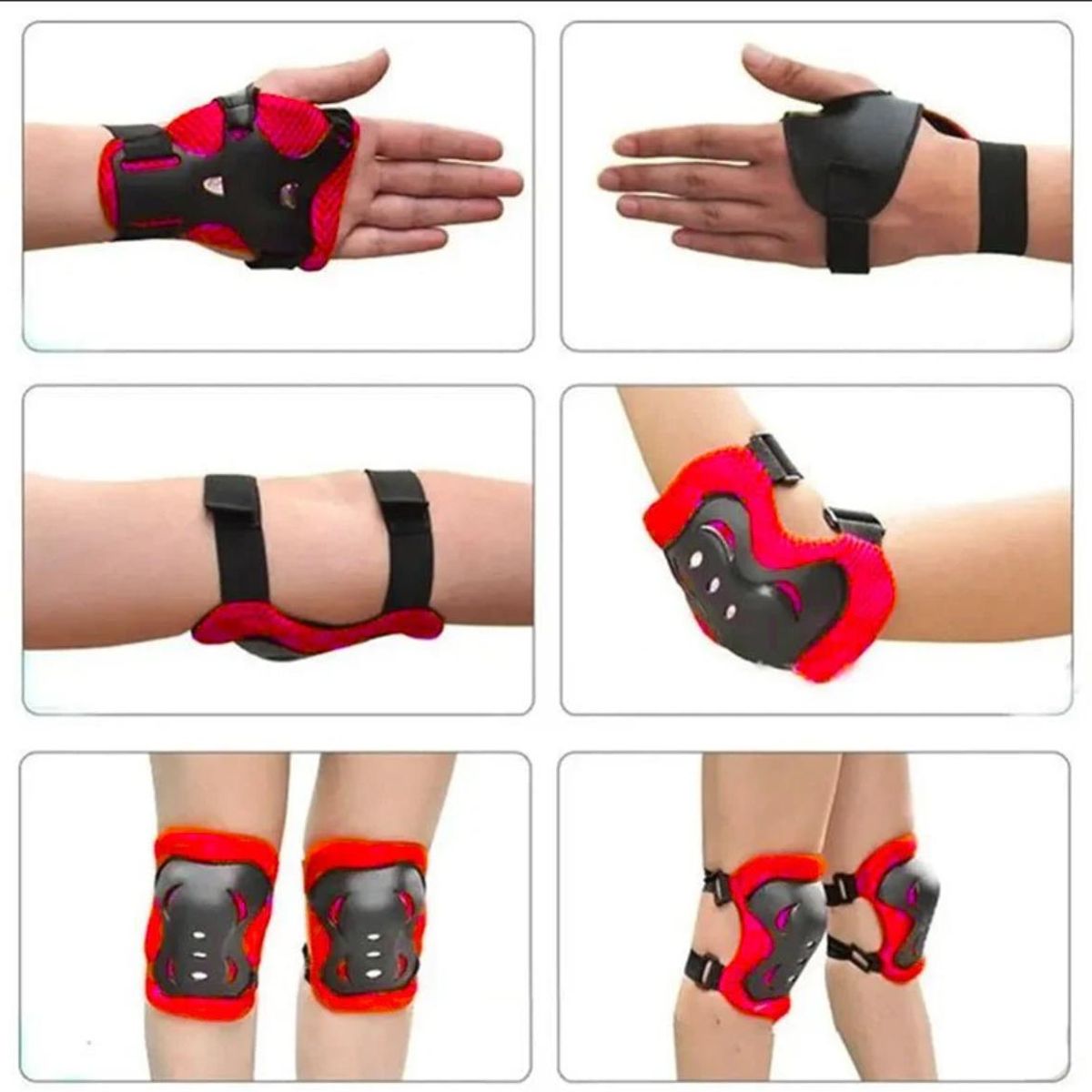 GENERICO - Set de Proteccion para Niños. 7 piezas Rojo con Estrellas