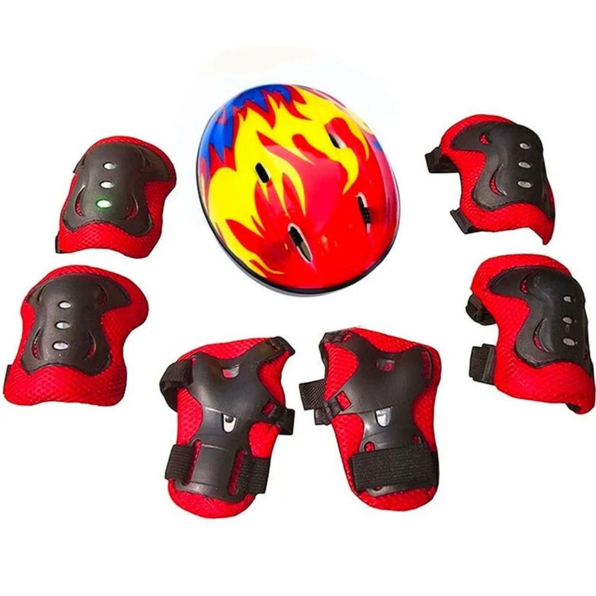 GENERICO - Set de Proteccion para Niños. 7 piezas Rojo con Fuego