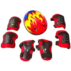 GENERICO - Set de Proteccion para Niños. 7 piezas Rojo con Fuego