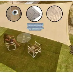 GENERICO - Toldo Carpas tipo Vela Sombra Rectangular 4mx6m Color Beige