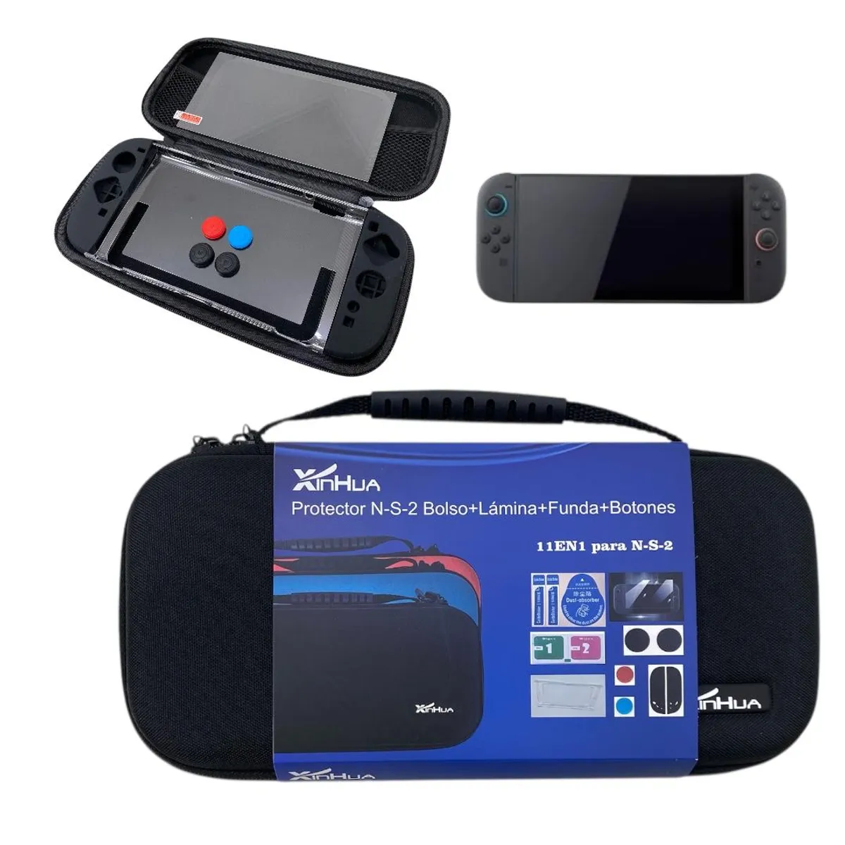 GENERICO - Kit 11 en 1 para Nueva Nintendo Switch 2 – Estuche + Carcasa + Lámina  NEGRO