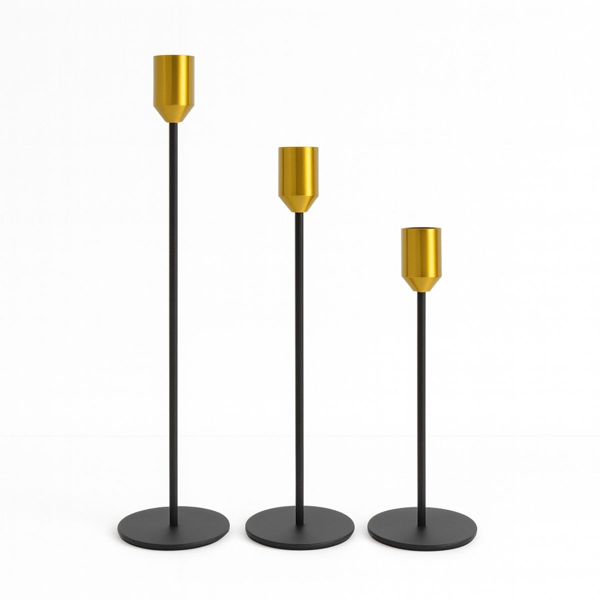 COLETTE - Set De Porta Velas Candelabro Metálico Premium Negro Bronce Elegance
