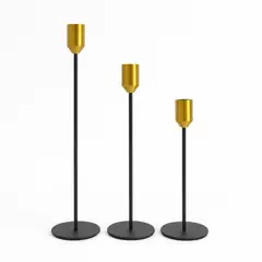 COLETTE - Set De Porta Velas Candelabro Metálico Premium Negro Bronce Elegance