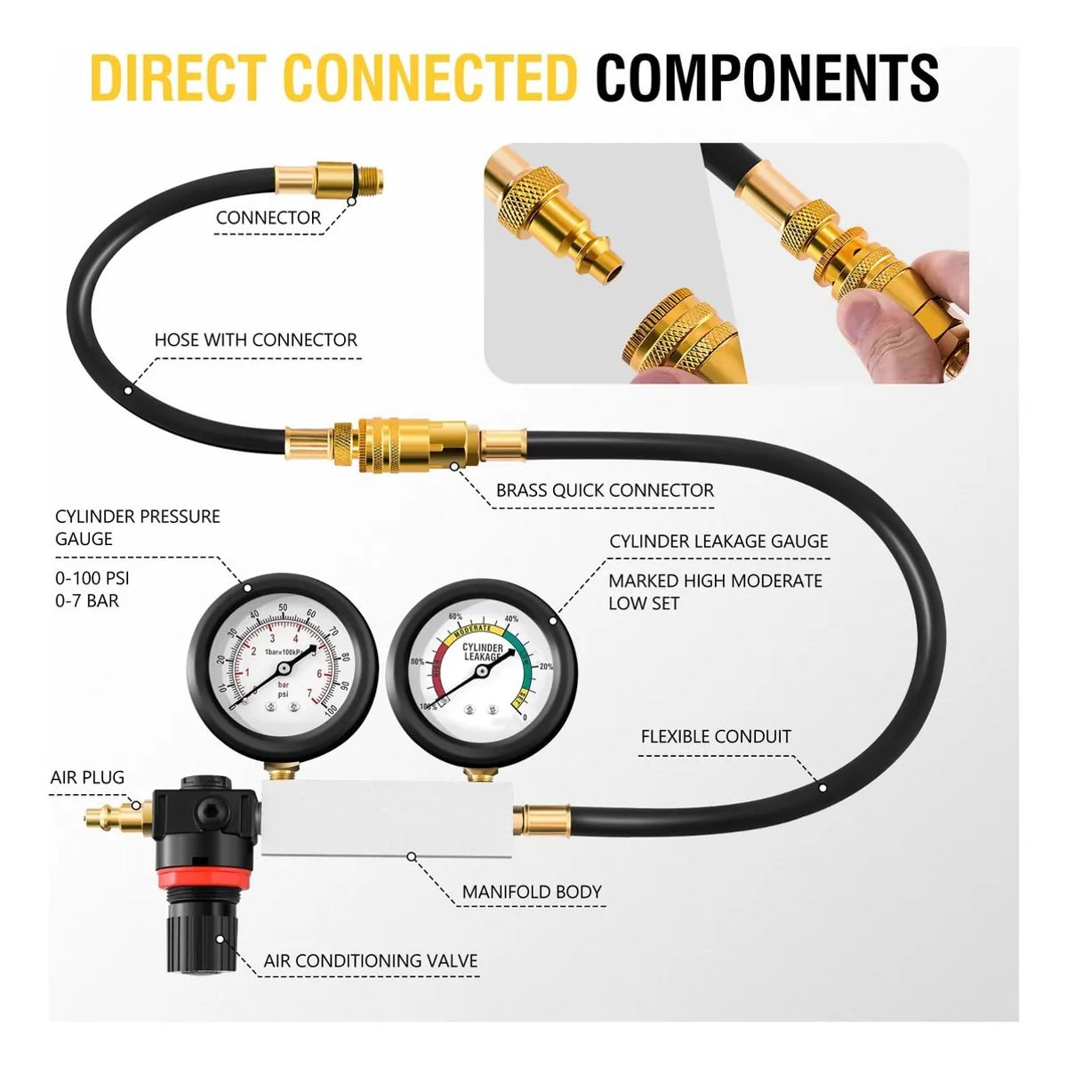 Detector De Fugas Cilindros De Motor Kit Universal, marca KUANGYE - Foto 2