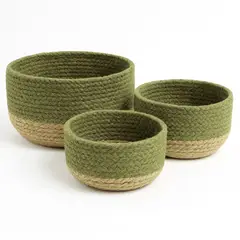 COLETTE - Set De Canastos Decorativos Circulares Bicolor Yute Rustico