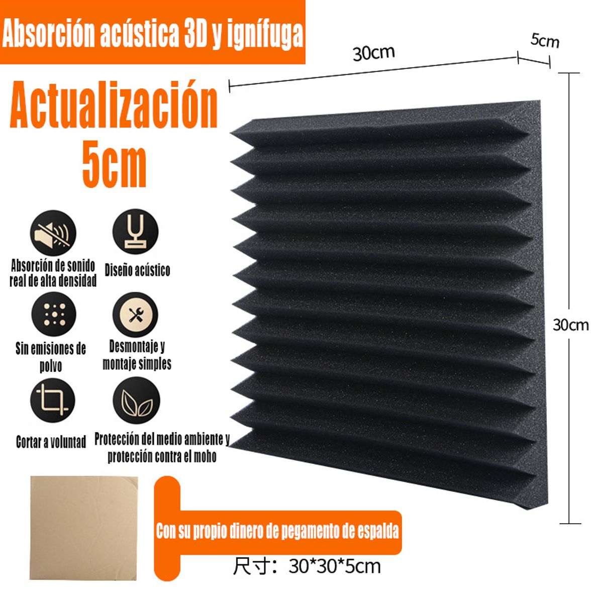 GENERAL - 5pcs Algodón De Aislamiento Acústico Autoadhesivo