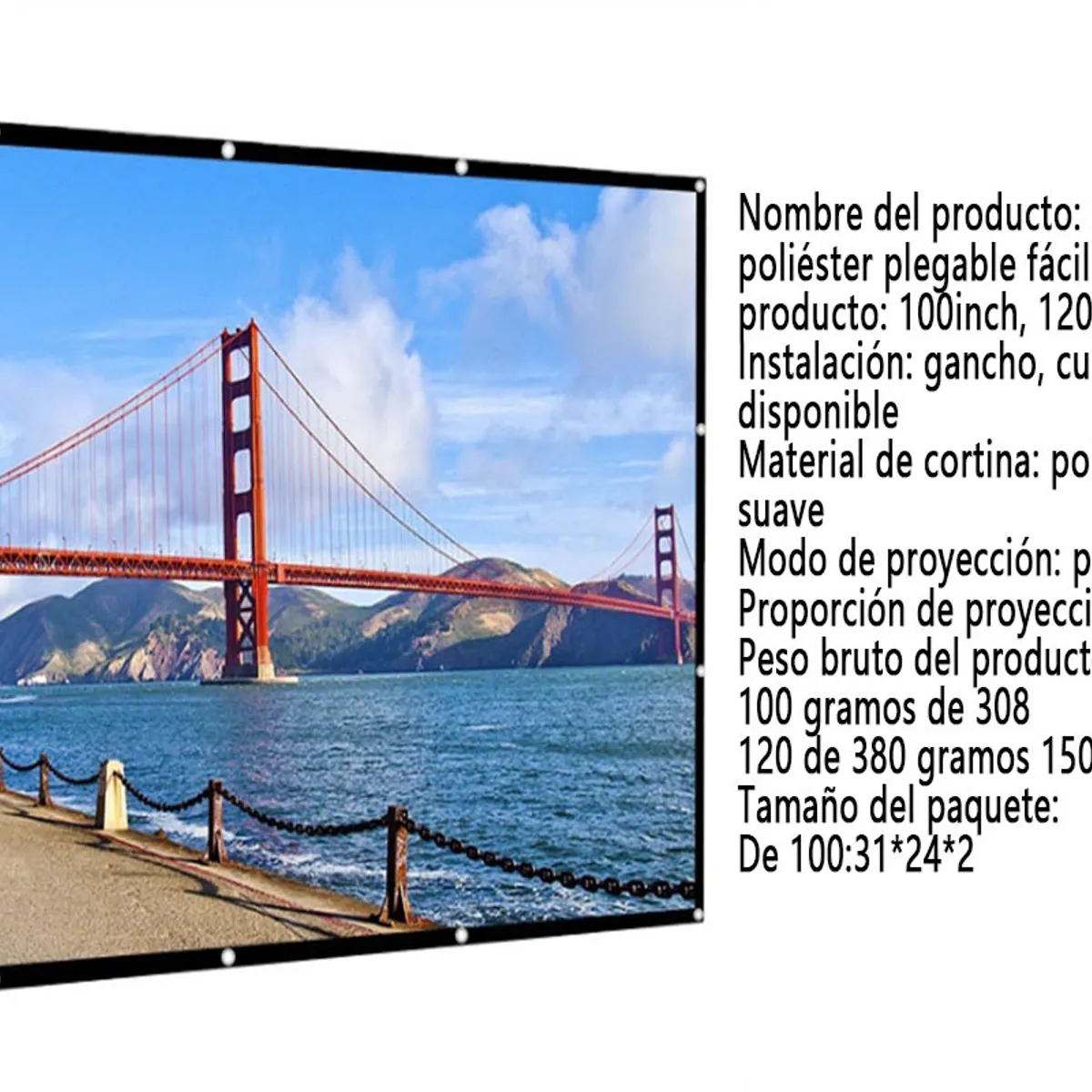 GENERAL - Telón Suave De Proyección De Tela De Cine Hd 4k 120in