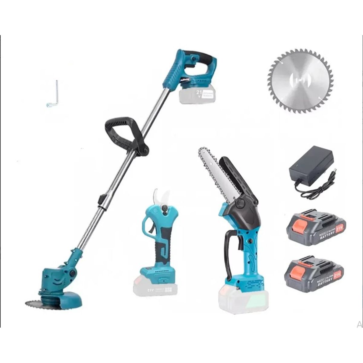 MOVI - KIT JARDINERÍA 3 EN 1 DESMALEZADORA + MOTOSIERRA Y TIJERA DE PODAR 48V USB