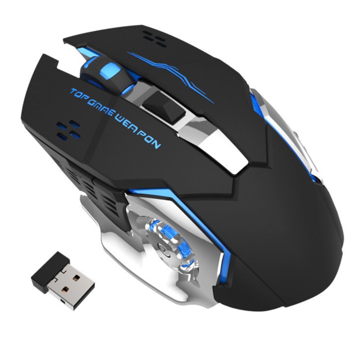 GENERICO - Ratón Gamer Inalámbrico+ Bluetooth Silencioso Recargable y con Luz LED