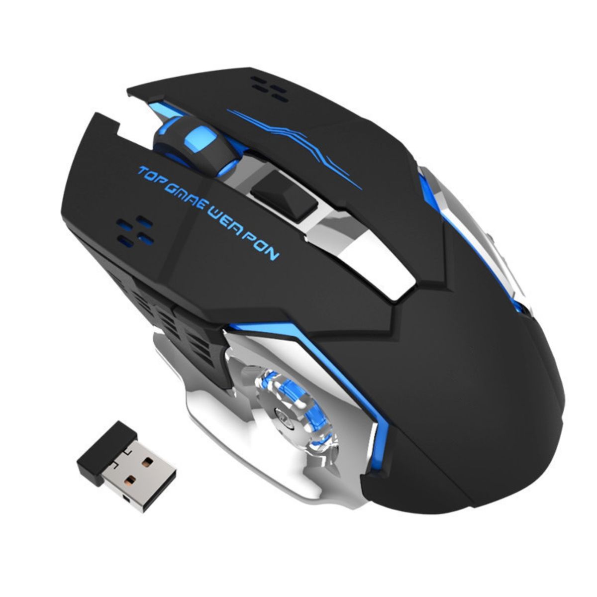 GENERICO - Ratón Gamer Inalámbrico+ Bluetooth Silencioso Recargable y con Luz LED