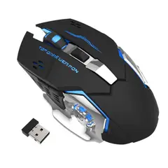 GENERICO - Ratón Gamer Inalámbrico+ Bluetooth Silencioso Recargable y con Luz LED