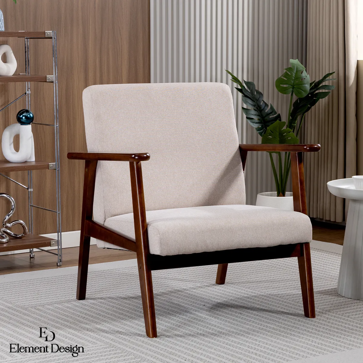 ELEMENT DESIGN - Poltrona Elide Madera Color MielTaupe Moderna para Living Dormitorio