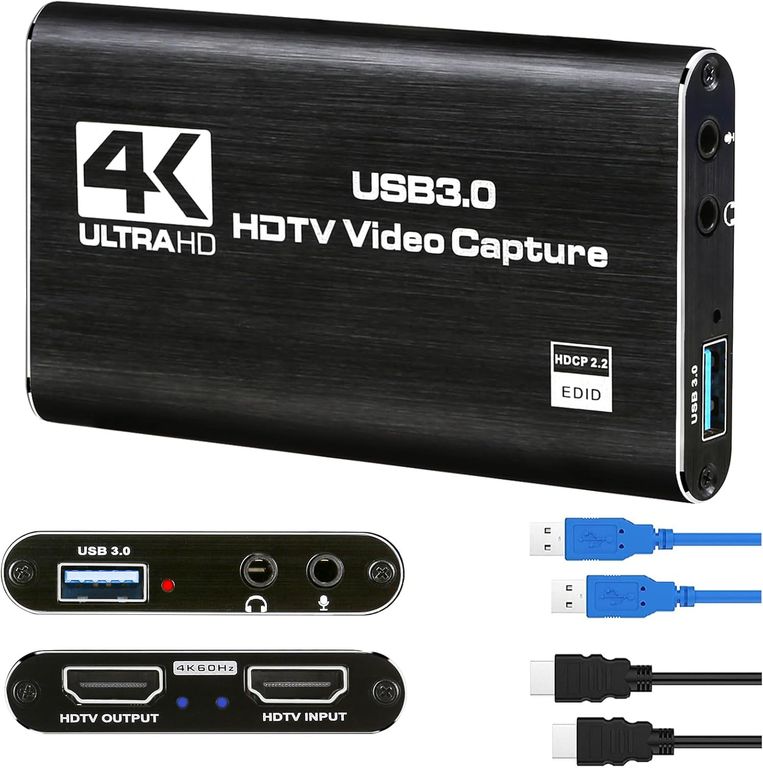 GENERICO Capturadora de Video HDMI 4K Ultra HD Entrada de Micrófono y USB 3.0 para Streaming